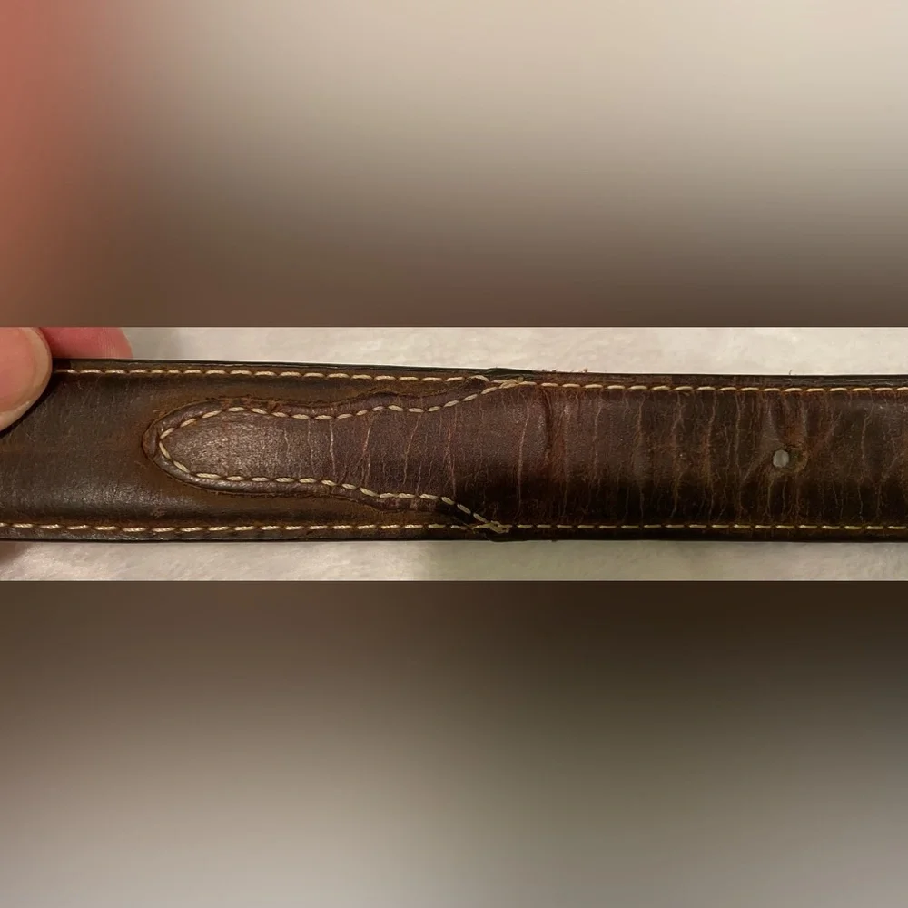 Nooona Brown leather belt, 26 inches, cowboy riding a horse